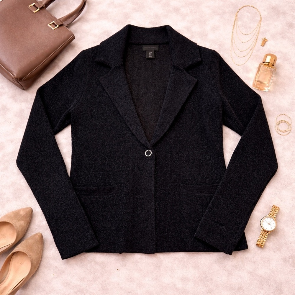 🖤 Adrienne Vittadini Black Knit Blazer Cardigan | Size S | Workwear Spring Layer